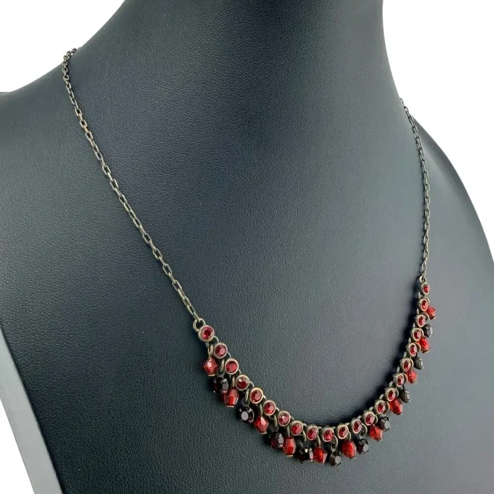 Worthington Rhinestone Vamp Red Black Romantic Bronze Tone 18